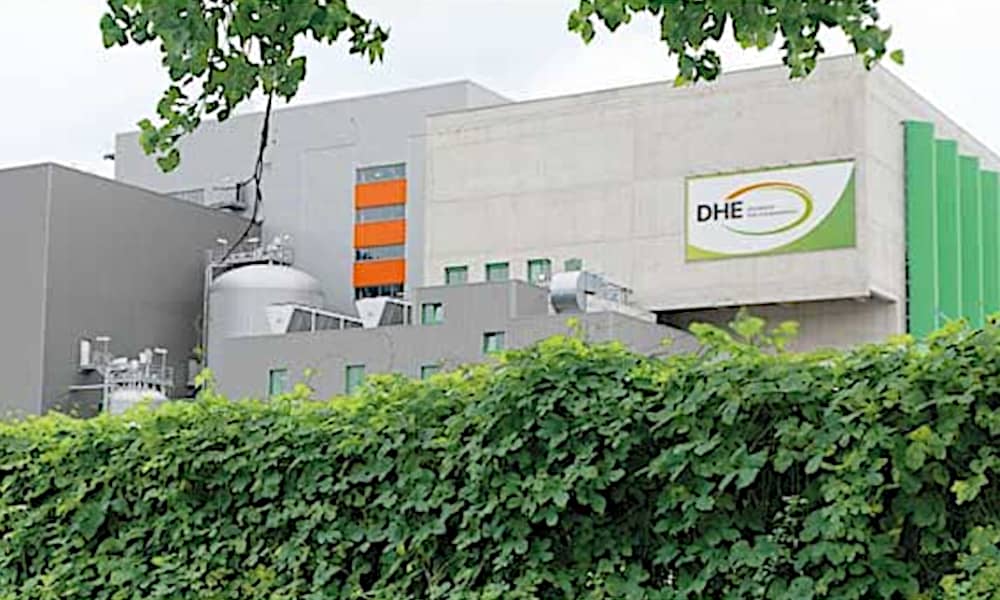 Blick auf das DHE durch die Begrünung an der Thyssenstraße