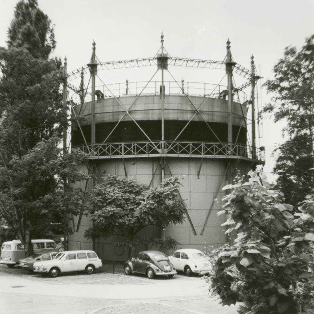 Gasometer der Stadtwerke Dinslaken in den 50er Jahren