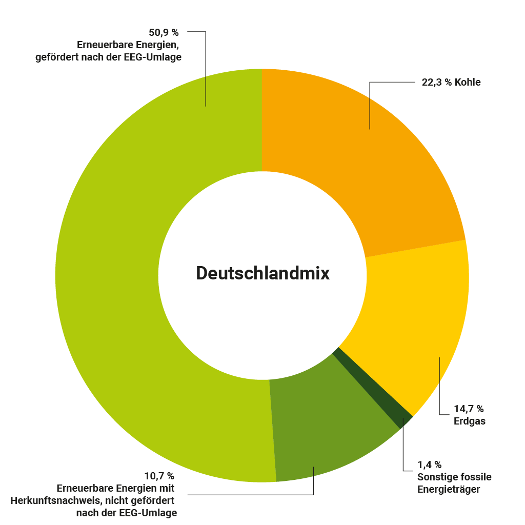 Stromkennzeichnung, Kreisdiagramm Deutschlandmix