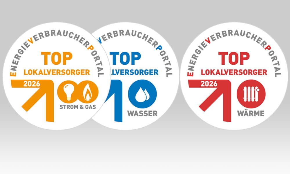 Eine Kombination aus vier Top-Lokalversorger-Siegeln