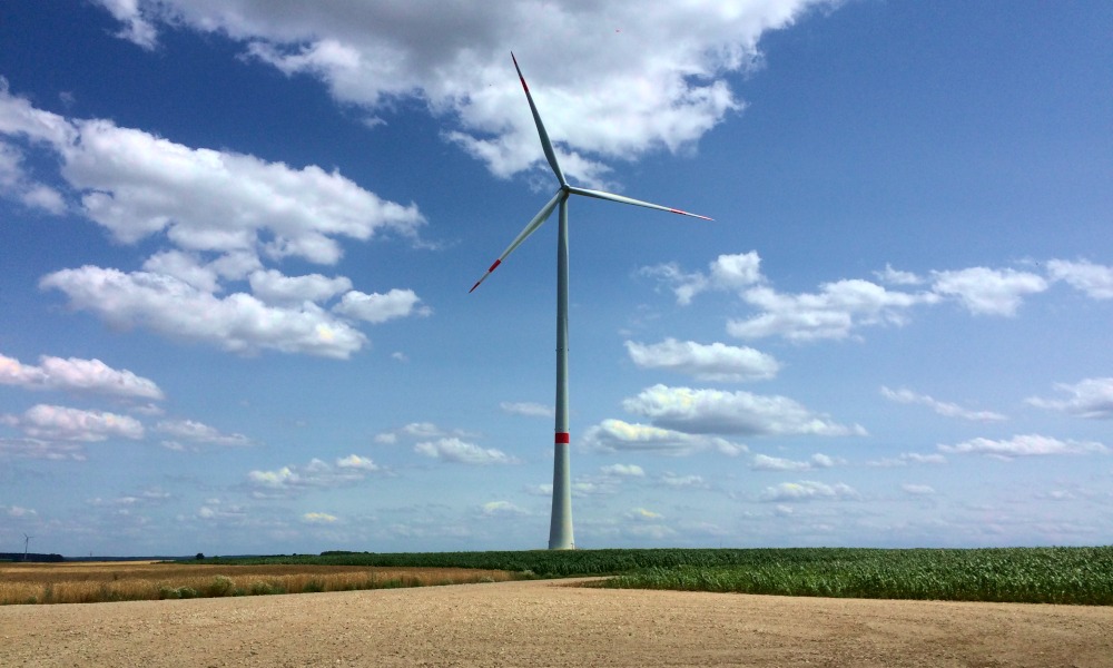 Ein Windrad im Windpark Oberreichenbach